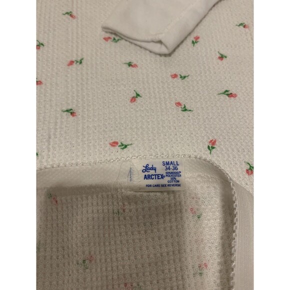 VTG 60s Lady Arctex S Rose Floral Thermal Long John Shirt Pants SET Waffle Under - Picture 11 of 11